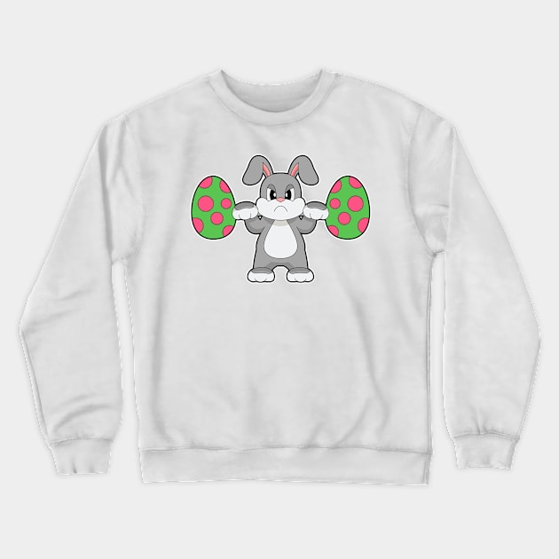 Rabbit Easter Easter egg Dumbbell Crewneck Sweatshirt by Markus Schnabel